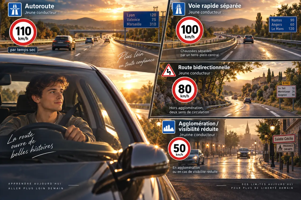 Jeune conducteur : 110, 100, 80 ou 50 km/h selon la route et la visibilité