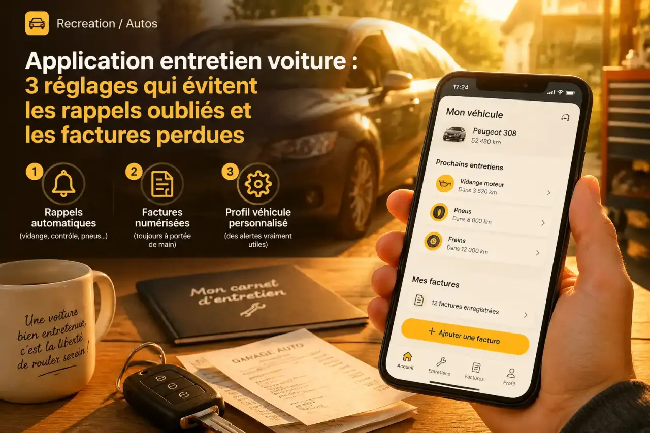 Application entretien voiture : 3 réglages qui évitent les rappels oubliés et les factures perdues