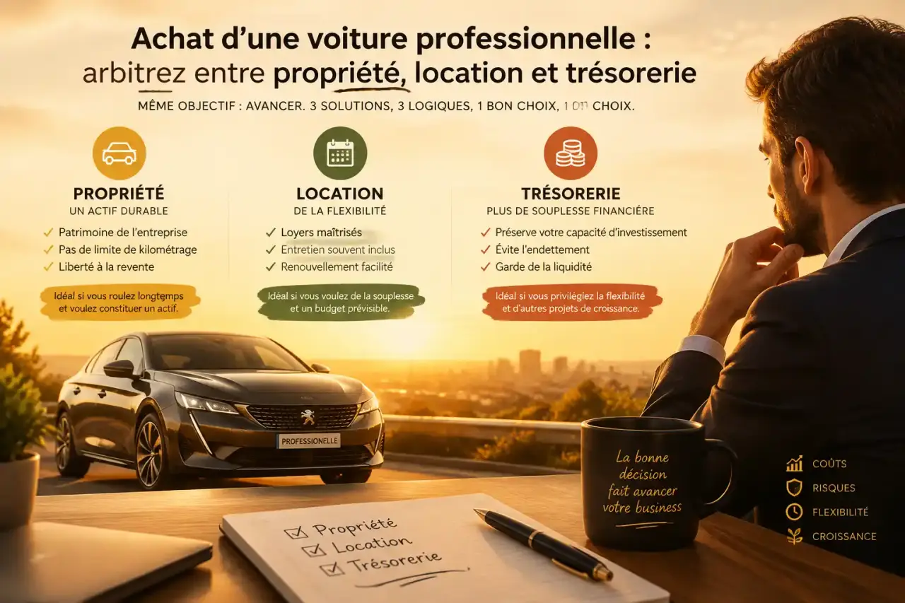 Achat d’une voiture professionnelle : arbitrez entre propriété, location et trésorerie