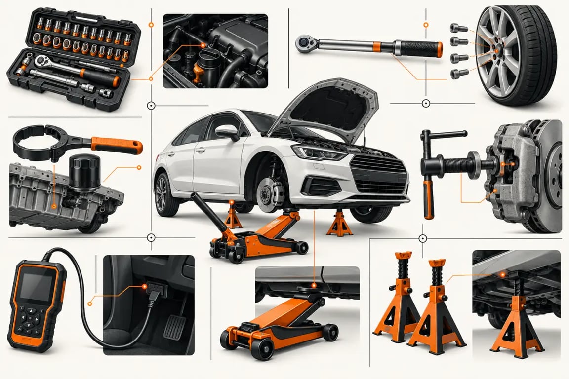 Outil mécanique auto organisé par catégories pour l’entretien et la réparation automobile