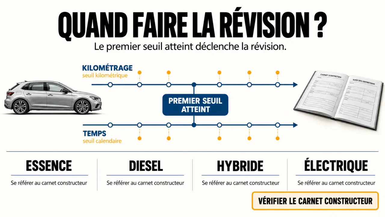 Révision voiture quand : échéances indicatives selon la motorisation et rappel du carnet constructeur
