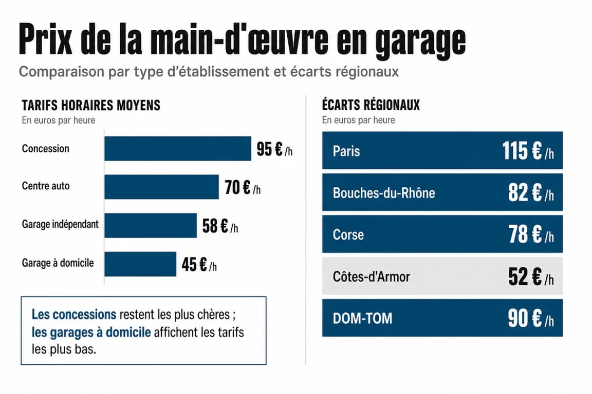 Prix main d oeuvre garage : comparaison des tarifs selon le type de garage et la région
