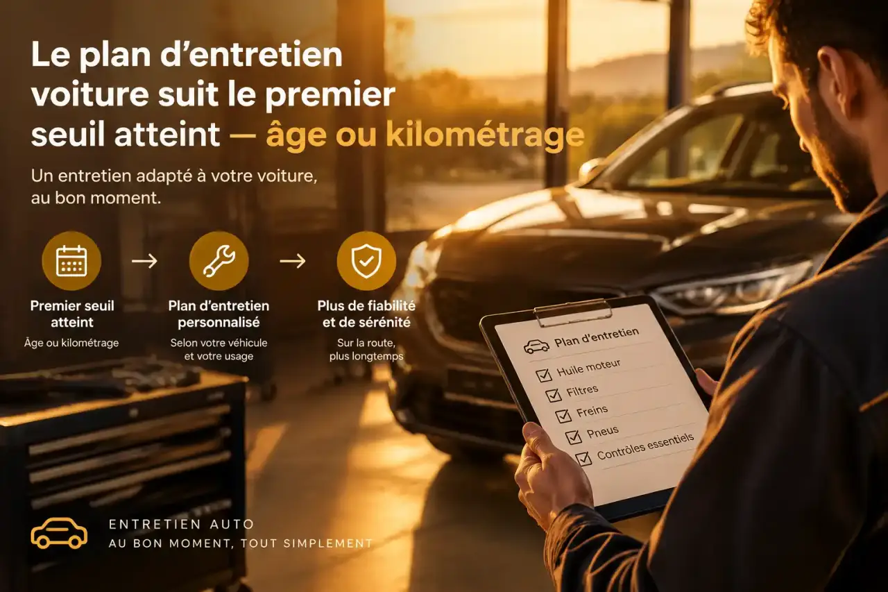 Le plan d’entretien voiture suit le premier seuil atteint, âge ou kilométrage